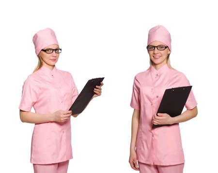 Woman doctor isolated on whiteの写真素材