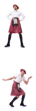 Scottish traditions concept with person wearing kiltの写真素材