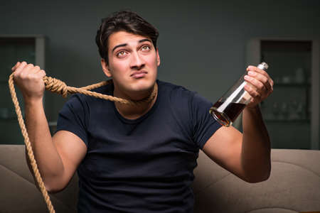 Desperate man thinking of suicide