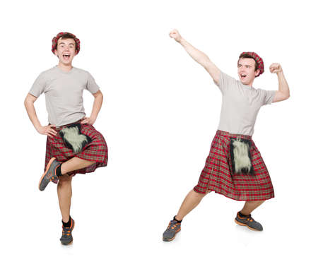 Funny scotsman isolated on whiteの写真素材