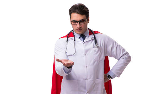 Super hero doctor isolated on whiteの写真素材