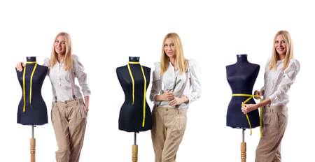 Woman tailor working on dressの写真素材
