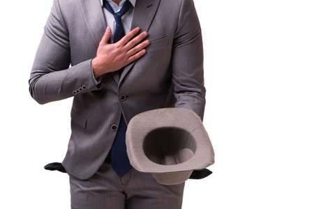 Bankrupt businessman isolated on white backgroundの写真素材