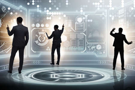 Businessman trading in world stock market