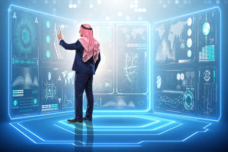 Arab man in data management conceptの写真素材