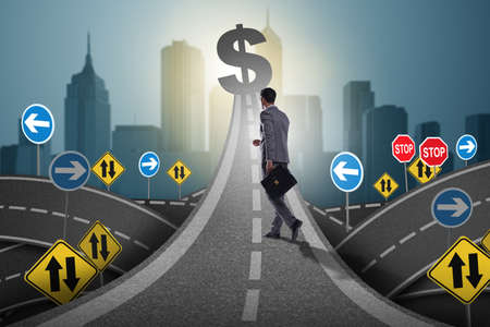 Businessman walking towards his profit targetの写真素材