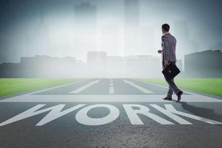 Businessman walking towards his career aspirations