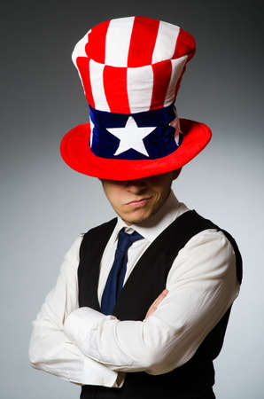 Man wearing hat with american symbolsの写真素材