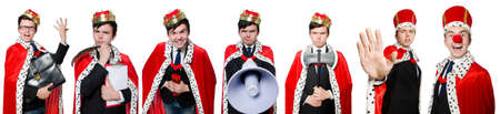 Businessman with crown isolated on white