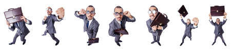 Funny nerd businessman isolated on whiteの写真素材