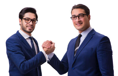 Business handshake isolated on white backgroundの写真素材