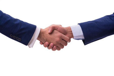 Business handshake isolated on white backgroundの写真素材