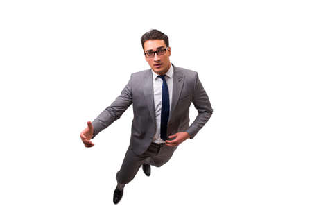 Falling businessman isolated on the white backgroundの写真素材