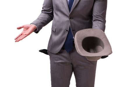 Bankrupt businessman isolated on white backgroundの写真素材