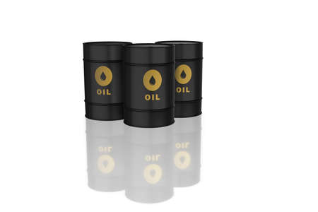 Oil barrels isolated on white - 3d renderingの写真素材