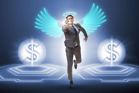 Angel investor concept with businessman with wingsの写真素材