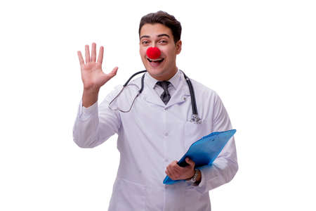 Funny clown doctor isolated on the white backgroundの写真素材