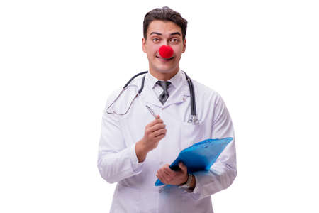 Funny clown doctor isolated on the white backgroundの写真素材