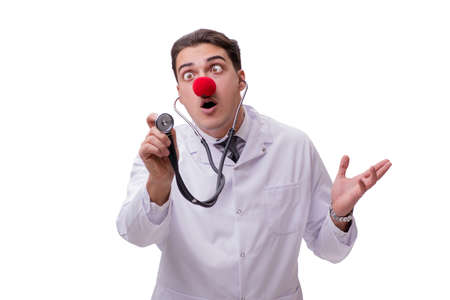 Funny clown doctor isolated on the white backgroundの写真素材