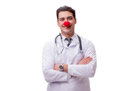 Funny clown doctor isolated on the white backgroundの写真素材