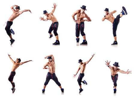 Ripped dancer isolated on the white