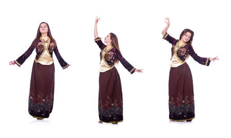 Young lady dancing traditional azeri danceの写真素材