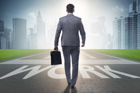 Businessman walking towards his career aspirations