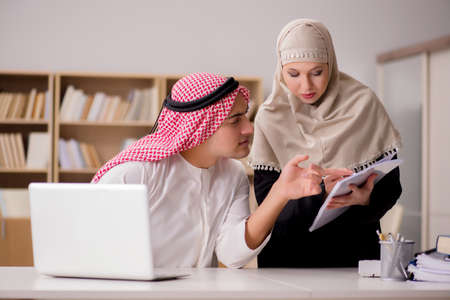 Pair of arab man and womanの写真素材