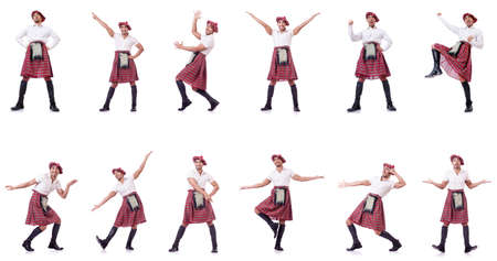 Scottish traditions concept with person wearing kiltの写真素材