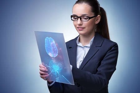 Businesswoman in artificial intelligence conceptの写真素材