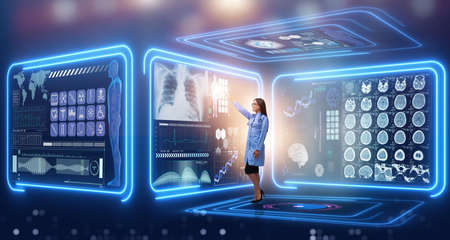 Woman doctor in futuristic medical concept