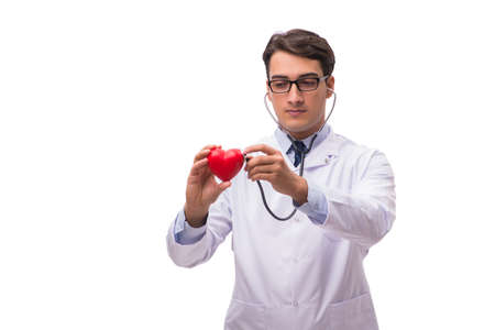 Doctor with heart isolated on white backgroundの写真素材