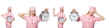 Woman doctor missing her deadlinesの写真素材