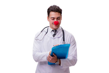 Funny clown doctor isolated on the white backgroundの写真素材