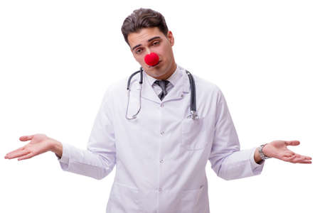 Funny clown doctor isolated on the white backgroundの写真素材