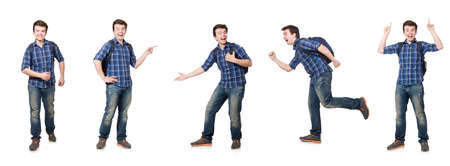 Student with backpack isolated on the whiteの写真素材