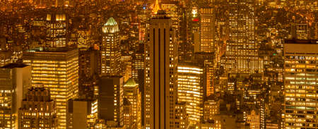 View of New York Manhattan during sunset hoursの写真素材