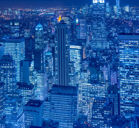 View of New York Manhattan during sunset hoursの写真素材