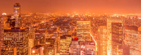 View of New York Manhattan during sunset hoursの写真素材