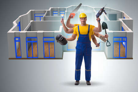 Jack of all trades concept with workerの写真素材