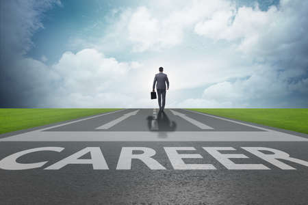 Businessman walking towards his career aspirationsの写真素材