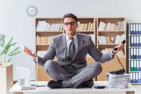 Call center operator talking on the phoneの写真素材