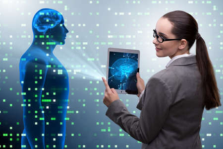 Futuristic remote diagnostics concept with businesswoman
