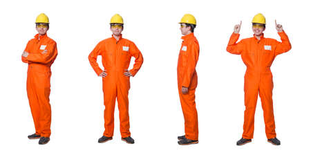 Industrial worker isolated on the white backgroundの写真素材