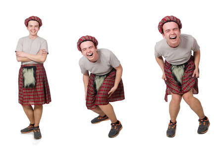 Funny scotsman isolated on whiteの写真素材