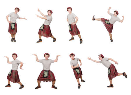 Funny scotsman isolated on whiteの写真素材