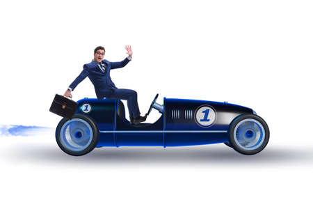 Businessman driving car in competition conceptの写真素材