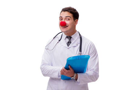 Funny clown doctor isolated on the white backgroundの写真素材