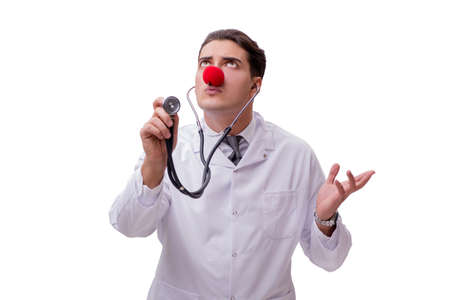 Funny clown doctor isolated on the white backgroundの写真素材