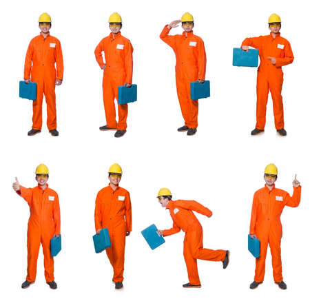 Industrial worker isolated on the white backgroundの写真素材